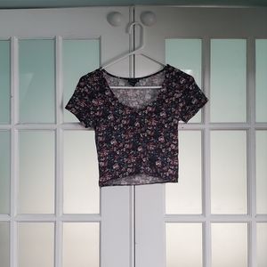 Forever 21 dark floral crop top
